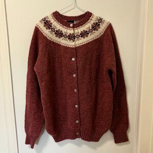 Maban of Scotland 100% Wool Sweater Knitwear Button Up Pink / Red Size 42